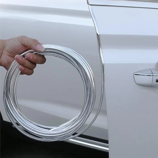 Mastercar 7mm x 5mt U Tipi Nikelaj Geçmeli Kapı Bagaj Koruyucu Kendinden Yapışkanlı Krom Şerit