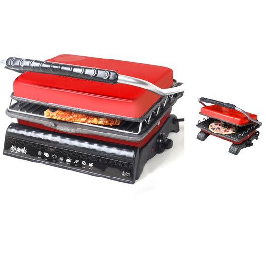 Dökümix Ultra Plus Organik Demir Döküm Izgara & Tost Makinası Kırmızı Izgara Aparatlı,fırçalı,yağdanlık