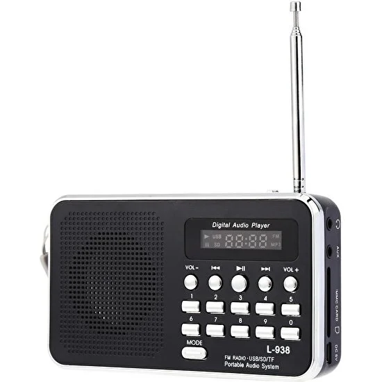 Ultratekno L-938 Dijital Ekranlı Şarjlı Taşınabilir Radyo Cep Radyosu