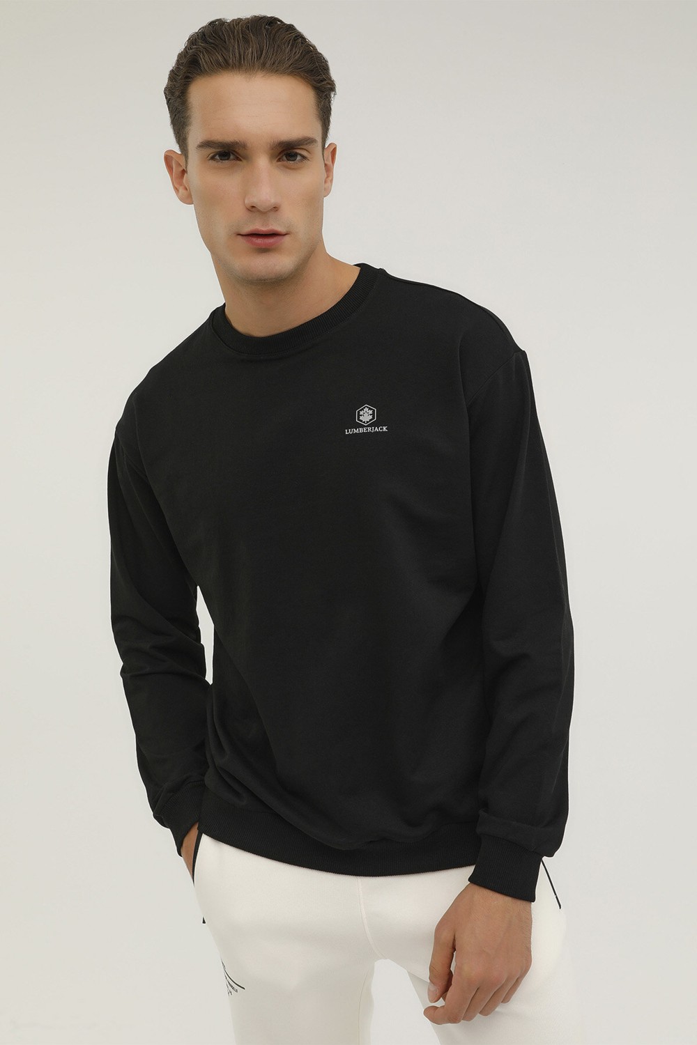Lumberjack M-SN75 Basıc C Neck Sweat Siyah Erkek Sweatshirt