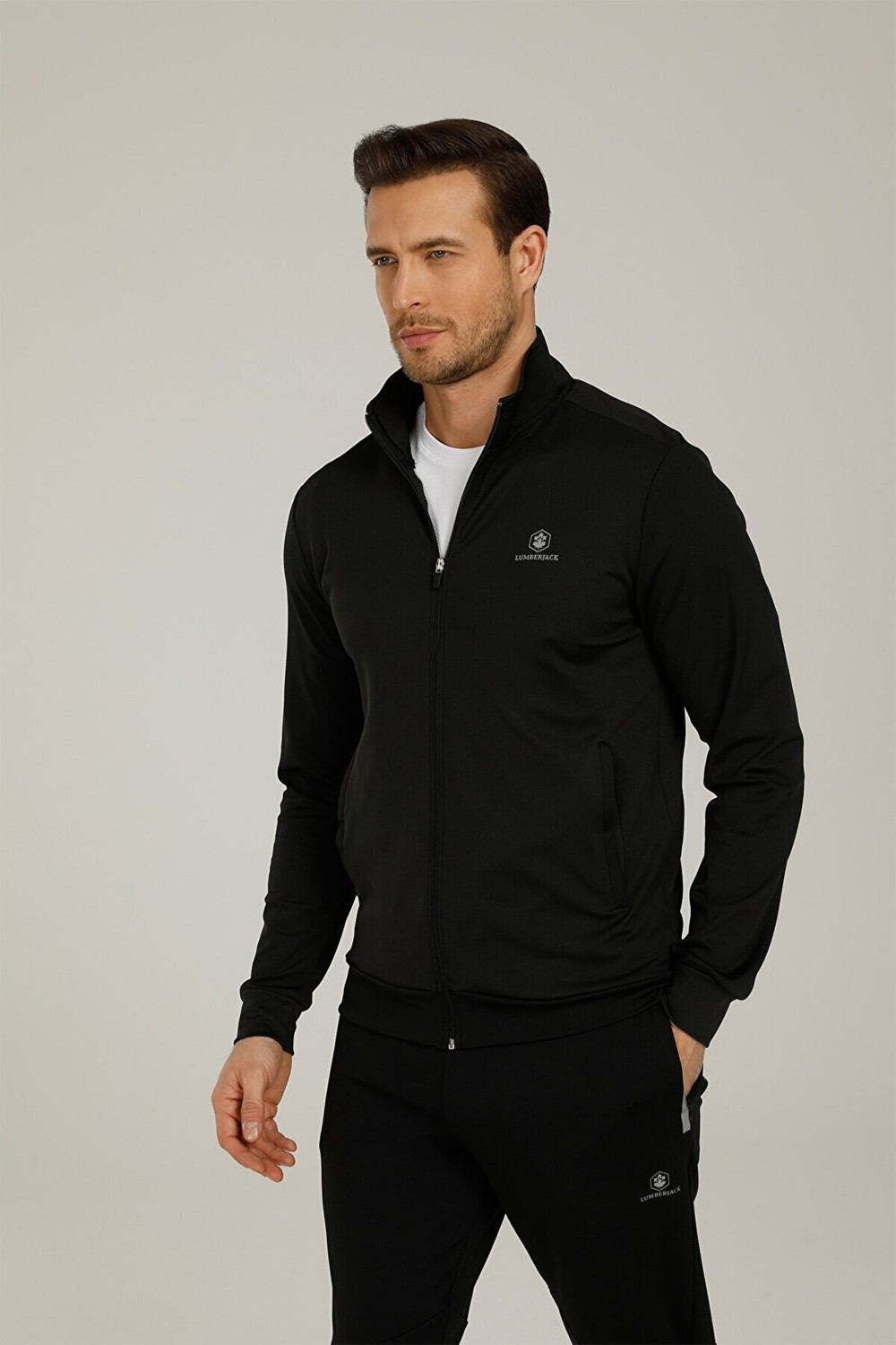 Lumberjack 100933257 Alex Track Suit Spor Alt-Üst Eşofman Takımı (Siyah/laci)