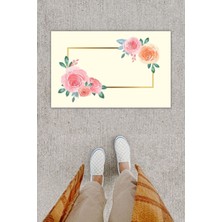 Dormot Home Dijital Baskı Dekoratif 4 Lü Çiçek Krem Kapı Önü Paspası