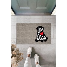 Dormot Home Dijital Baskı Kalitesi  Gri Love Dogs Köpekli  Dekoratif Kapı  Paspası