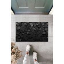 Dormot Home Çok Amaçlı Dijital Baskı Siyah Üçgen Dijital Iç ve Dış Mekan  Paspas