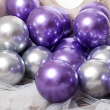 Çıtı Pıtı Store 10 Adet Metalik Mor Gümüş Renk Balon