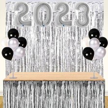 Çıtı Pıtı Store 2023 Yılbaşı Arka Fon Süsleme Seti Gümüş