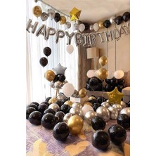 Çıtı Pıtı Store Gümüş 2 Yaş Happy Bırthday Folyo Balonlu Yıldızlı Set