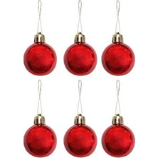 Çıtı Pıtı Store Yılbaşı 4 cm Ağaç Süsleme Topları 6lı Kırmızı