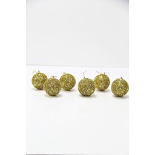 Çıtı Pıtı Store Yılbaşı Süsü Gold Parıltılı Top 6 Lı 4 cm