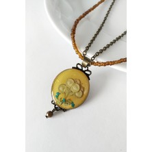 Halley Concept Özel Tasarım El Yapımı Gerçek Çiçekli Epoksi Kolye