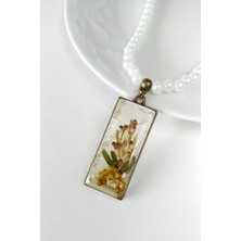 Halley Concept Özel Tasarım El Yapımı Gerçek Çiçekli Epoksi Kolye Doğal Gelinler Için