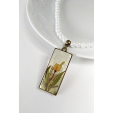 Halley Concept Özel Tasarım El Yapımı Gerçek Çiçekli Epoksi Kolye Doğal Gelinler Için