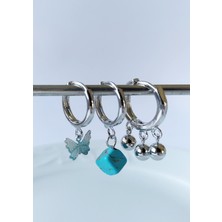 Halley Concept Mavi Boncuk ve Kelebekli Çoklu Küpe Seti Kadın