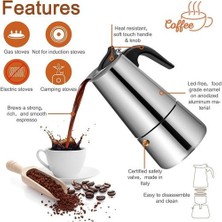 Xhltd 450 ml Moka Cezve Espresso Latte Percolator Soba Kahve Makinesi Espresso Pot Italyan Kahve Makinesi Paslanmaz Çelik | Kahve Tencereler (Yurt Dışından)