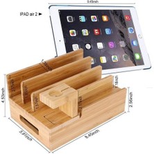 Xhltd Doğal Bambu Cep Telefonu Tablet Ahşap Tutucu Şarj Istasyonu Izle Standı iPad iPhone Iwatch Birden Çok Cihazlar Organizatör | Telefon Tutucular ve duruş (Yurt Dışından)