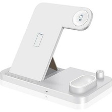 Xhltd 4 In 1 Qi Hızlı Kablosuz Şarj Dock Standı Standı Apple Izle iPhone Kalem Kulaklık Telefon | Telefon Tutucular ve standları (Whire) (Yurt Dışından)