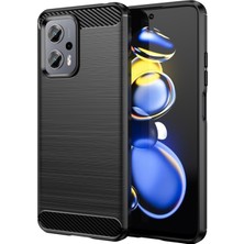 Microcase Xiaomi Redmi Note 11T PRO-11T Pro Plus-Poco X4 Gt Brushed Carbon Fiber Silikon Kılı -Siyah