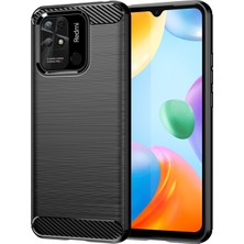 Microcase Xiaomi Poco C40 Brushed Carbon Fiber Silikon Kılıf - Siyah