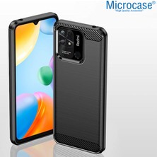 Microcase Xiaomi Poco C40 Brushed Carbon Fiber Silikon Kılıf - Siyah