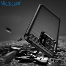 Microcase Xiaomi Poco C40 Brushed Carbon Fiber Silikon Kılıf - Siyah