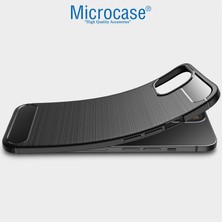 Microcase Apple iPhone 14 Brushed Carbon Fiber Silikon Kılıf - Siyah