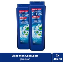 Clear Men Kepeğe Karşı Etkili Şampuan Cool Sport Menthol Ferahlatıcı Mentol Etkisi 485 Ml X2 Adet