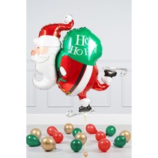 Pekshop Renkli Noel Baba Balonu 45 inç - Yılbaşı Süsleme Patenli Balon