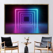 Kayra Export 1 Parça Gold Çerçeveli Kanvas Tablo Lazer Çizgileri Kanvas Işık Portalı Kanvas