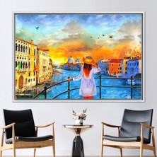 Kayra Export 1 Parça Beyaz Çerçeveli Kanvas Tablo Büyük Kanal Kanvas Poster Gün Batımı Sanat Eseri