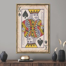 Kayra Export 1 Parça Gold Çerçeveli Kanvas Tablo Soyut Kanvas Sanatı Kart Kanvas Oyun Kartı Kanvas Baskı