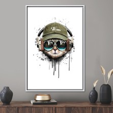 Kayra Export 1 Parça Beyaz Çerçeveli Kanvas Tablo Soyut Hayvanlar Sevimli Hayvanlar Posteri