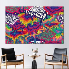 Kayra Export 1 Parça Kanvas Tablo Renkli Sanat Psychedelic Goblen Duvar Süsü Soyut Kanvas