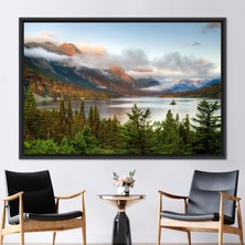 Kayra Export 1 Parça Siyah Çerçeveli Kanvas Tablo Saint Mary Lake Peyzaj Tuval Montana Sanat Eseri