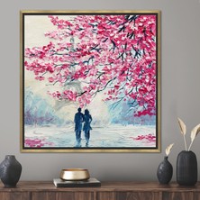 Kayra Export 1 Parça Gold Çerçeveli Kanvas Tablo Aşık 3 Boyutlu Kanvas Çift Kanvas Eyfel Kulesi Kanvas Dekor