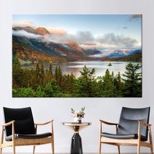 Kayra Export 1 Parça Kanvas Tablo Saint Mary Lake Peyzaj Tuval Orman Peyzajı Kanvas