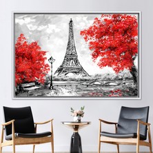 Kayra Export 1 Parça Beyaz Çerçeveli Kanvas Tablo Eyfel Kulesi Kanvas Sanatı Fransa Kanvas Poster