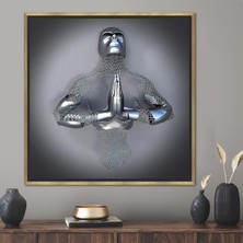 Kayra Export 1 Parça Gold Çerçeveli Kanvas Tablo 3D Gümüş Insan Tuvali 3D Hediye Kanvas 3D Insan Kanvas Poster