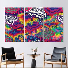 Kayra Export 3 Parçalı Kanvas Tablo Psychedelic Goblen Duvar Dekoru Renkli Posteri Soyut Kanvas Baskı