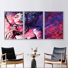 Kayra Export 3 Parçalı Beyaz Çerçeveli Kanvas Tablo Kadın Şarkıcı Resim Kadın Sanat Eseri Şarkıcı Sanat
