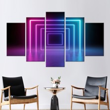 Kayra Export 5 Parçalı Mix Kanvas Tablo Işık Köprüsü 3 Boyutlu Kanvas Tünel Neon Işıkları Kanvas