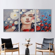 Kayra Export 3 Parçalı Beyaz Çerçeveli Kanvas Tablo Modern Kanvas Venüs Tanrıları Kanvas