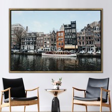 Kayra Export 1 Parça Gold Çerçeveli Kanvas Tablo Sonbahar Baskılı Hollanda Sanat Şehir Kanvas