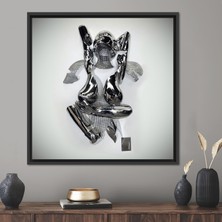 Kayra Export 1 Parça Siyah Çerçeveli Kanvas Tablo 3D Gümüş Çift Duvar Sanatı Gümüş Çift Sanat