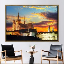 Kayra Export 1 Parça Gold Çerçeveli Kanvas Tablo Sunset Peyzajı Duvar Süsü Görüntüleme Duvar Süsü