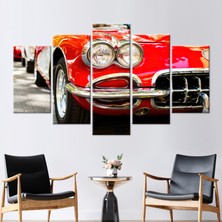 Kayra Export 5 Parçalı Mix Kanvas Tablo Eski Araba Kanvas Baskı Araba Sevgilisi Hediyesi Duvar Süsü