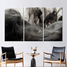 Kayra Export 3 Parçalı Kanvas Tablo Soyut Hediye Kanvas Soyut Siyah 3 Boyutlu Kanvas Gri Sigara Kanvas