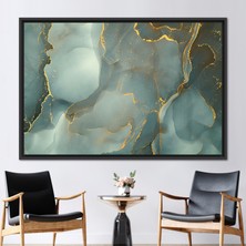 Kayra Export 1 Parça Siyah Çerçeveli Kanvas Tablo Yeşil Mermer Tuval Dekoru Modern Mermer Posteri