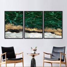 Kayra Export 3 Parçalı Siyah Çerçeveli Kanvas Tablo Modern Hediye Kanvas Mermer Hediye Kanvas