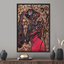 Kayra Export 1 Parça Siyah Çerçeveli Kanvas Tablo Yağlı Boya Baskısı Müzik Duvar Süsü Kız Baskılı