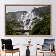 Kayra Export 1 Parça Naturel Çerçeveli Kanvas Tablo Manzara Kanvas Dudhsagar Manzara Sanat Eseri